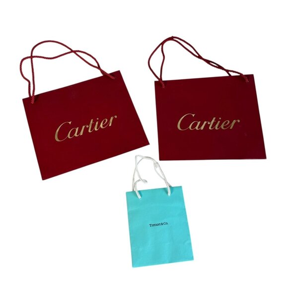 Lot of 3 Luxury Shopping Bags Cartier Red Gold & Tiffany & Co. Authentic - Picture 1 of 5